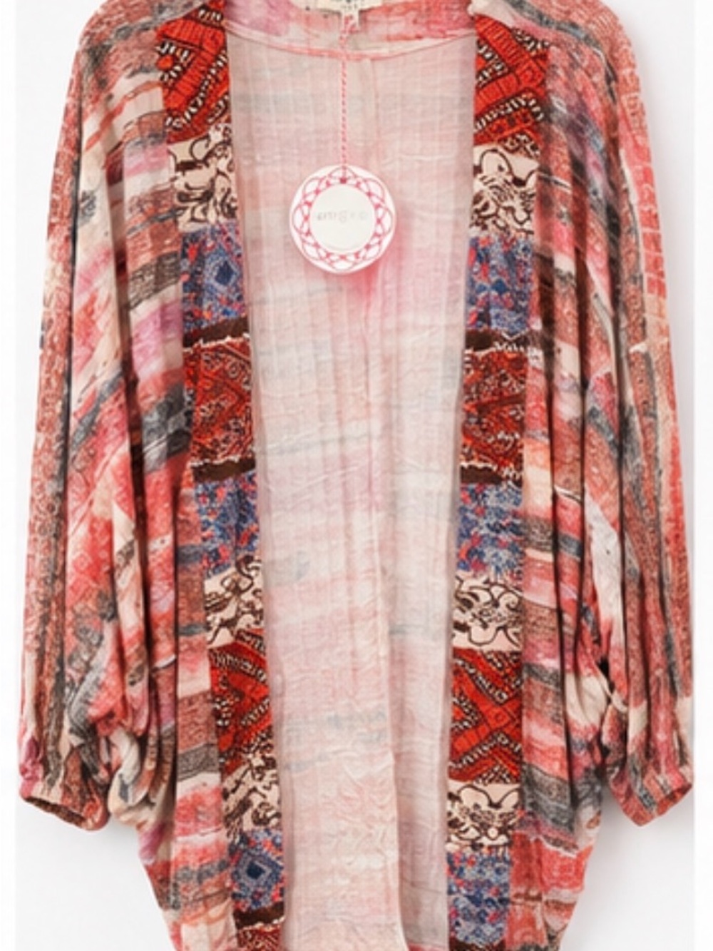 Umgee Sunset Mix Open Front Kimono Cardigan M/L Boho Lightweight NWT